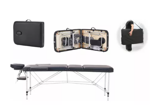 Camilla Masaje 3 Cuerpos Portatil Madera Color Negro