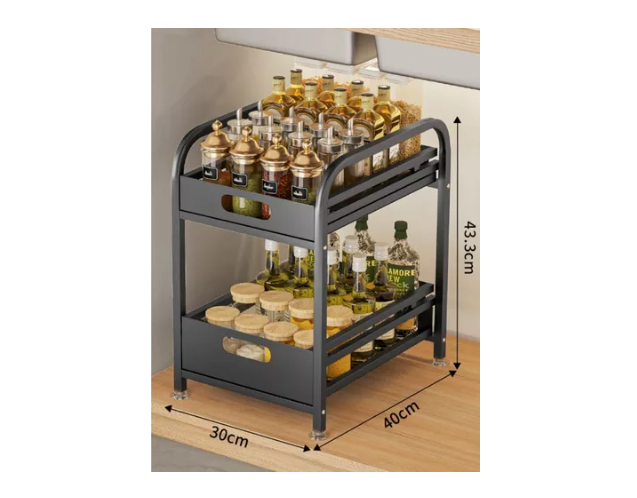 Organizador Estante De 2 Niveles Cocina Color Negro