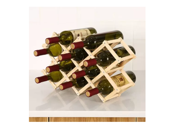 Organizador Plegable De Madera Para 10 Botellas Botellero