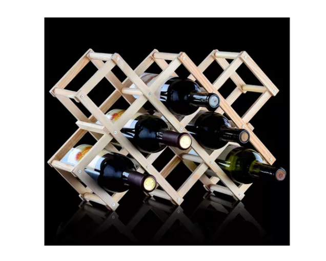 Organizador Plegable De Madera Para 10 Botellas Botellero