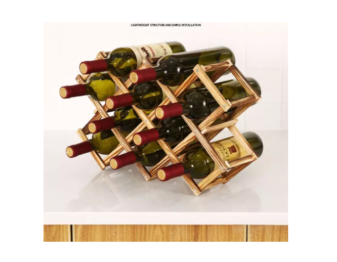 Organizador Plegable De Madera Para 10 Botellas Botellero