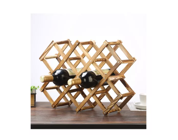 Organizador Plegable De Madera Para 10 Botellas Botellero