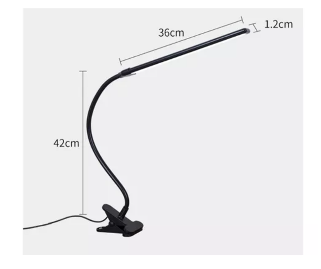 Lámpara Led Flexible Con Pinza Luz Regulable Para Lectura (Blanco / Negro)