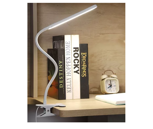 Lámpara Led Flexible Con Pinza Luz Regulable Para Lectura (Blanco / Negro)