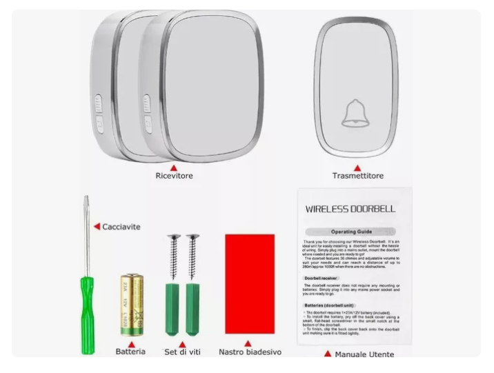 Timbre Inalámbrico Impermeable De 300 M Con 1 Transmiso 2rec