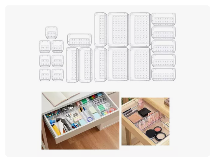 Set 25 Organizadores Cajones Escritorio Oficina Cocina Baño