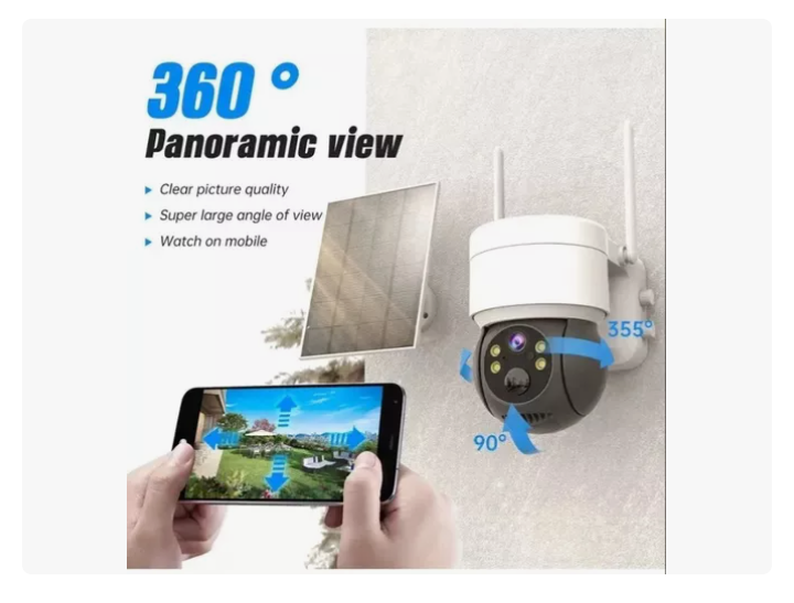 Cámara Solar Para Exteriores Ip 1080 Inalámbrica 360 Blanco