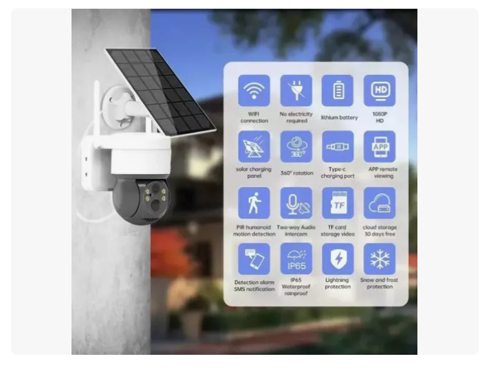 Cámara Solar Para Exteriores Ip 1080 Inalámbrica 360 Blanco