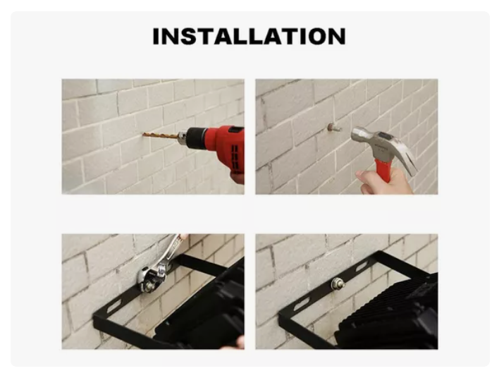 Foco Reflector Solar Interior Y Exterior 500w Color Negro