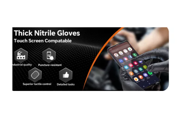 Guantes Bienok Negro / Naranja Diamantado 8.0 Grs Profesional 50 Uni
