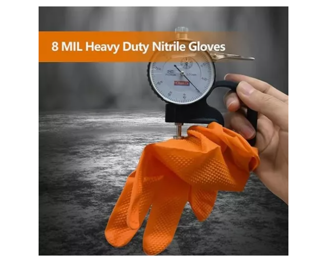 Guantes Bienok Negro / Naranja Diamantado 8.0 Grs Profesional 50 Uni