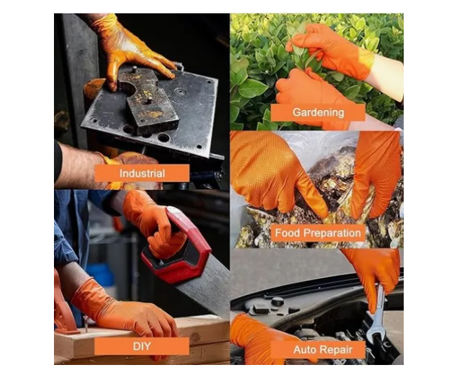 Guantes Bienok Negro / Naranja Diamantado 8.0 Grs Profesional 50 Uni