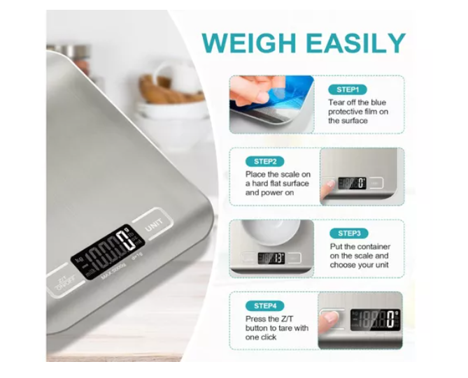 Báscula De Cocina Digital, Báscula De Alimentos Para Horne Color Plateado 10KG