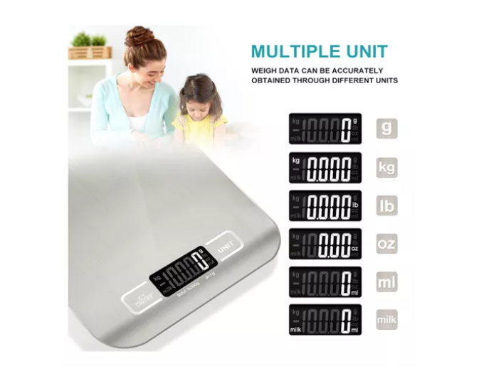 Báscula De Cocina Digital, Báscula De Alimentos Para Horne Color Plateado 10KG