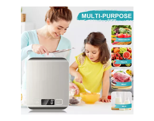 Báscula De Cocina Digital, Báscula De Alimentos Para Horne Color Plateado 10KG