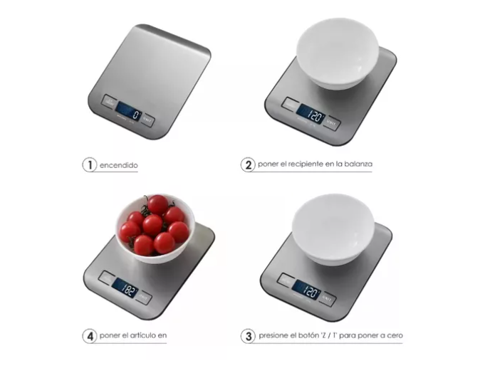 Báscula De Cocina Digital, Báscula De Alimentos Para Horne Capacidad máxima 5 g Color Plateado