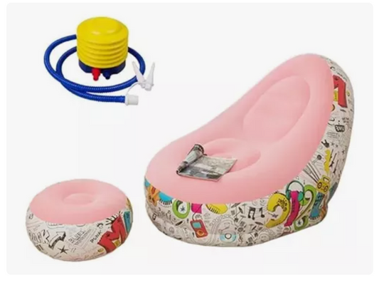 Sofá Tumbona Inflable Con Reposa Pies Y Inflador Incluido