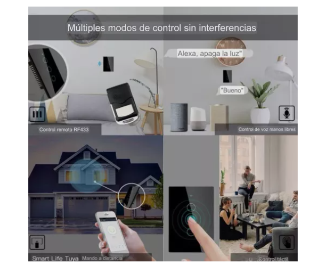 Interruptor Inteligente Wifi Sin Cable 1, 2 Y 3 Canales