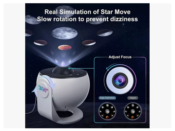 Proyector Estrellas Galaxia Luz Nocturna Led 12 Discos Rotac