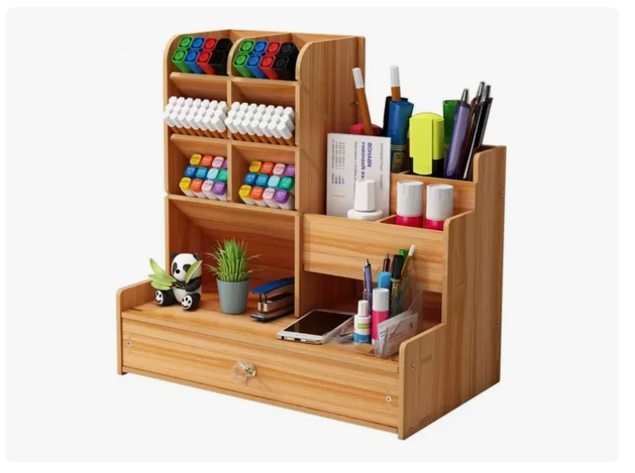 Organizador Escritorio Madera Portalápices Oficina Escuela