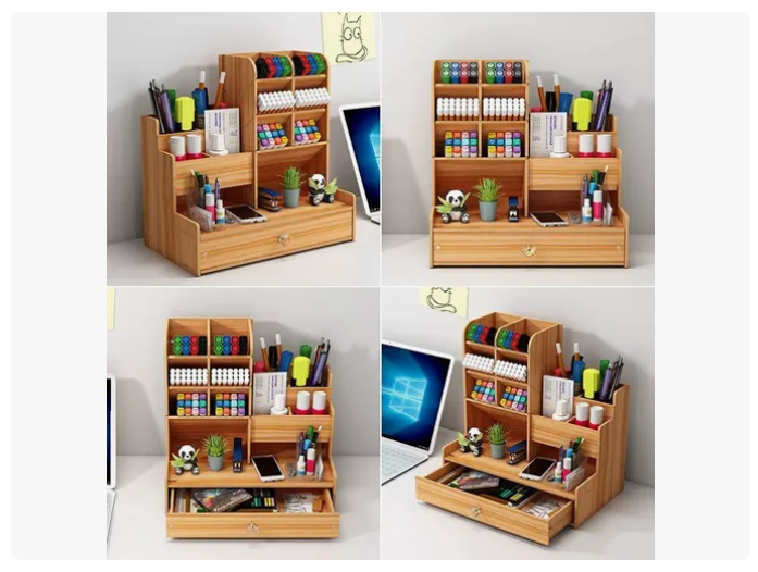 Organizador Escritorio Madera Portalápices Oficina Escuela