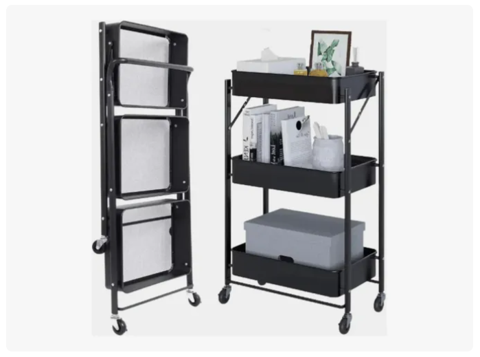 Organizador Carro Plegable Multiuso De 3 Niveles Con Ruedas