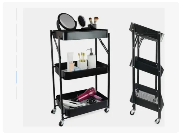Organizador Carro Plegable Multiuso De 3 Niveles Con Ruedas