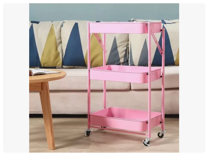 Organizador Carro Plegable Multiuso De 3 Niveles Con Ruedas