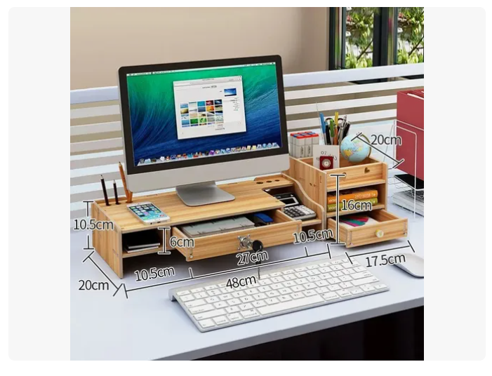 Elevador Base Soporte Monitor + Organizador De Escritorio