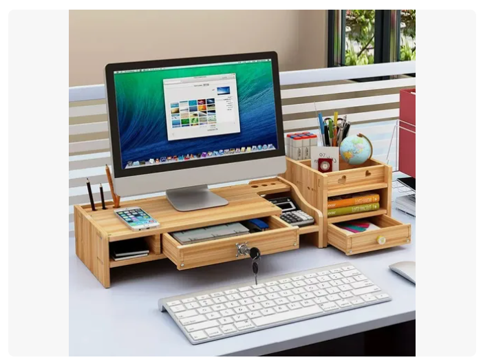 Elevador Base Soporte Monitor + Organizador De Escritorio
