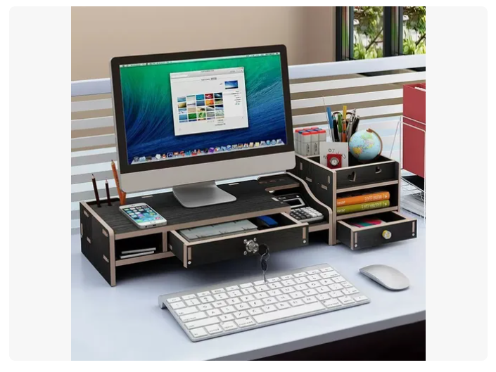 Elevador Base Soporte Monitor + Organizador De Escritorio