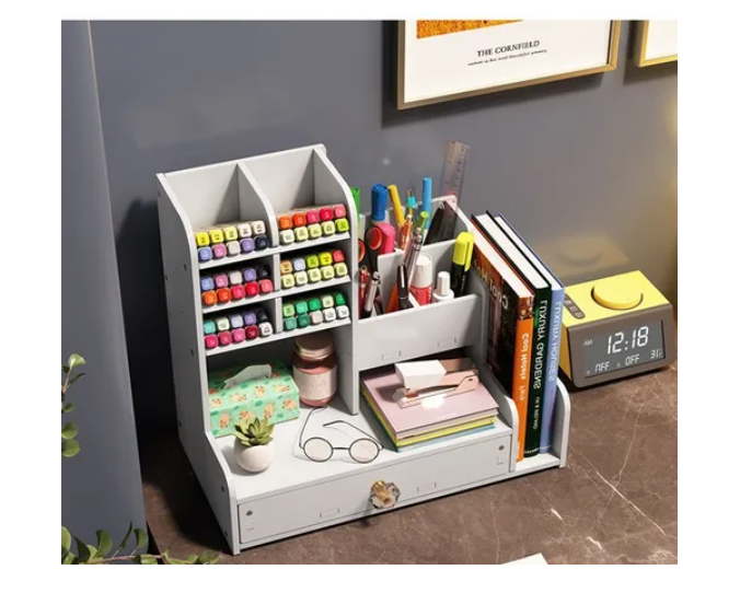 Organizador Escritorio Lápices Oficina Cajón Libro Madera