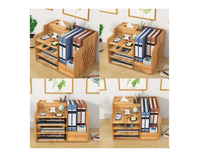 Organizador Libro Carpetas Madera Oficina Con Porta Lapiz