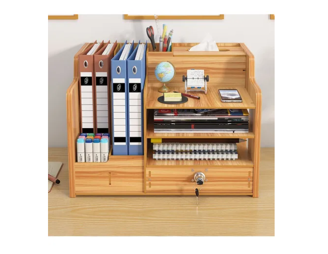 Organizador Libro Carpetas Madera Oficina Con Porta Lapiz