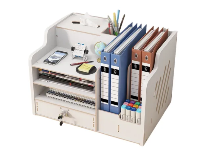 Organizador Libro Carpetas Madera Oficina Con Porta Lapiz