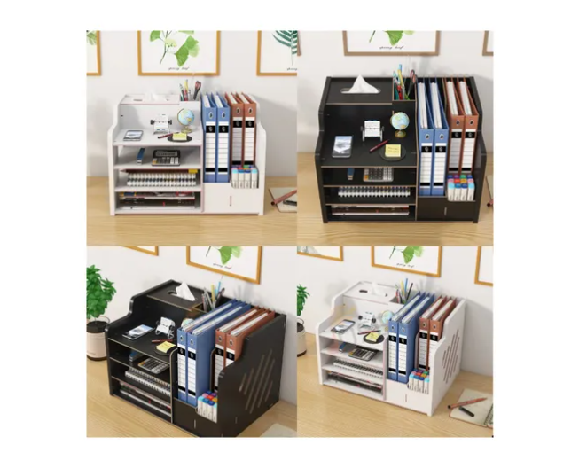 Organizador Libro Carpetas Madera Oficina Con Porta Lapiz