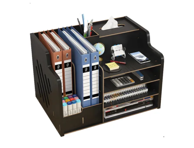 Organizador Libro Carpetas Madera Oficina Con Porta Lapiz