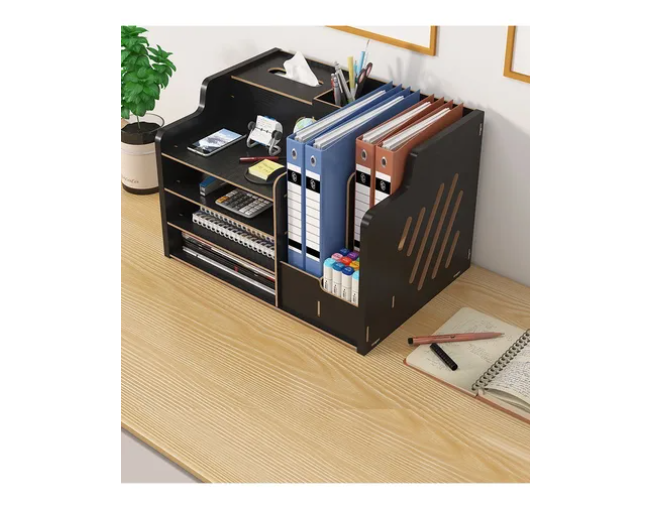 Organizador Libro Carpetas Madera Oficina Con Porta Lapiz