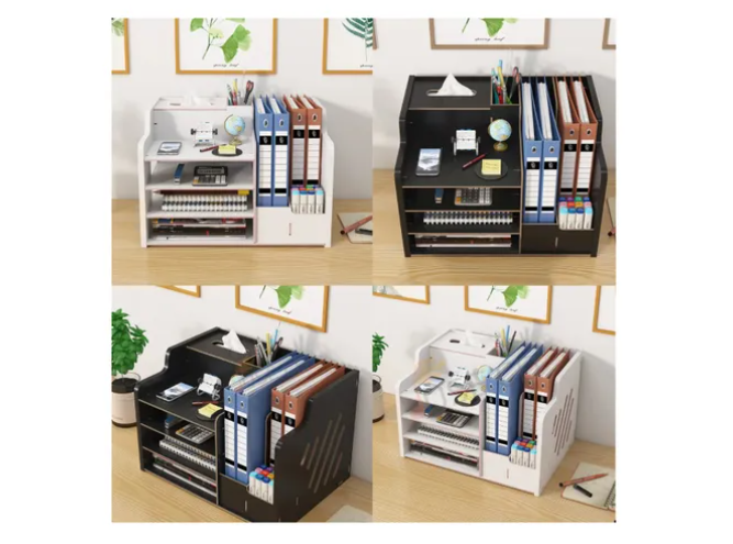 Organizador Libro Carpetas Madera Oficina Con Porta Lapiz