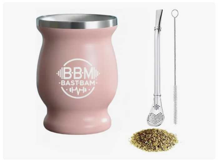Taza De Con Bombilla Y Cepillos Set Acero Inoxidable 260ml