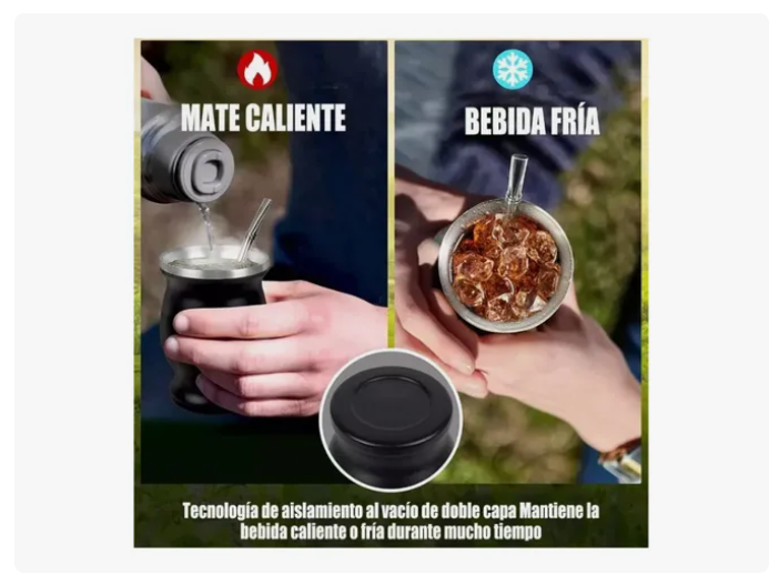 Taza De Con Bombilla Y Cepillos Set Acero Inoxidable 260ml