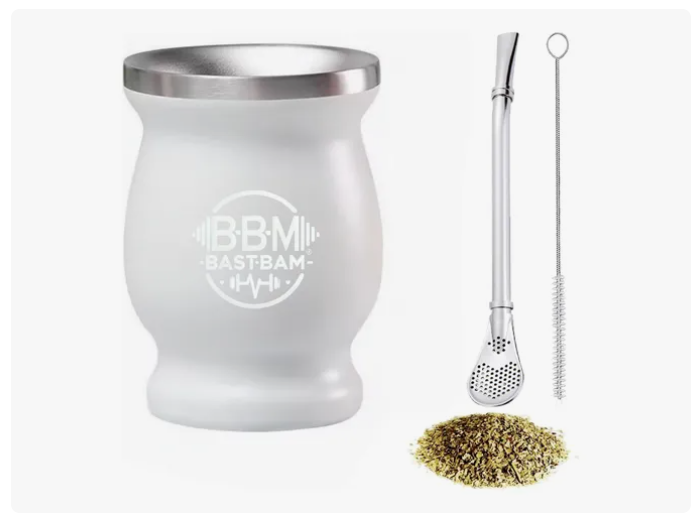 Taza De Con Bombilla Y Cepillos Set Acero Inoxidable 260ml