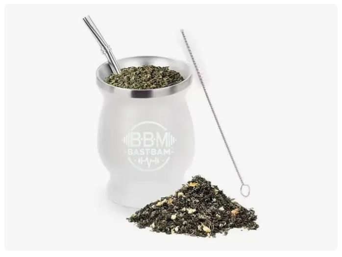 Taza De Con Bombilla Y Cepillos Set Acero Inoxidable 260ml