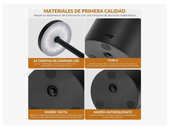 Lámpara De Mesa Recargable, Lámpara Inalámbrica Lampara Led