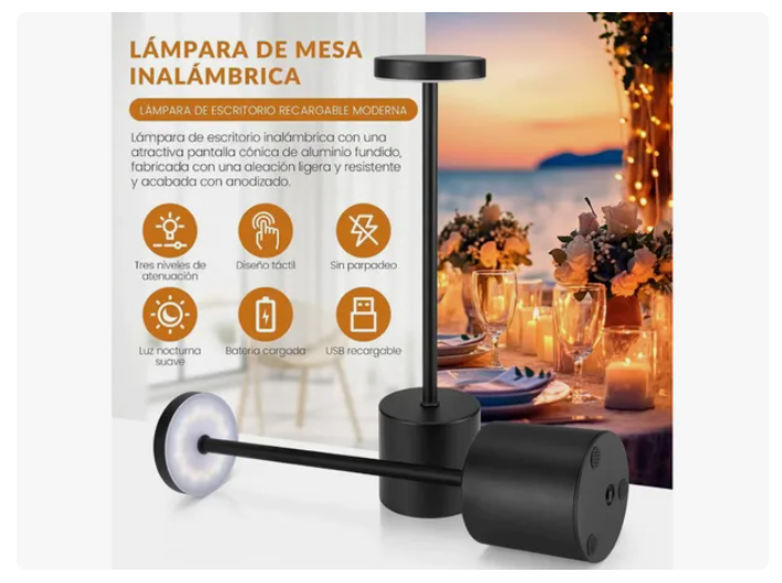 Lámpara De Mesa Recargable, Lámpara Inalámbrica Lampara Led