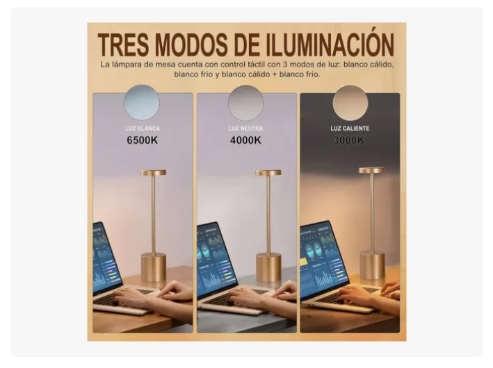 Lámpara De Mesa Recargable, Lámpara Inalámbrica Lampara Led