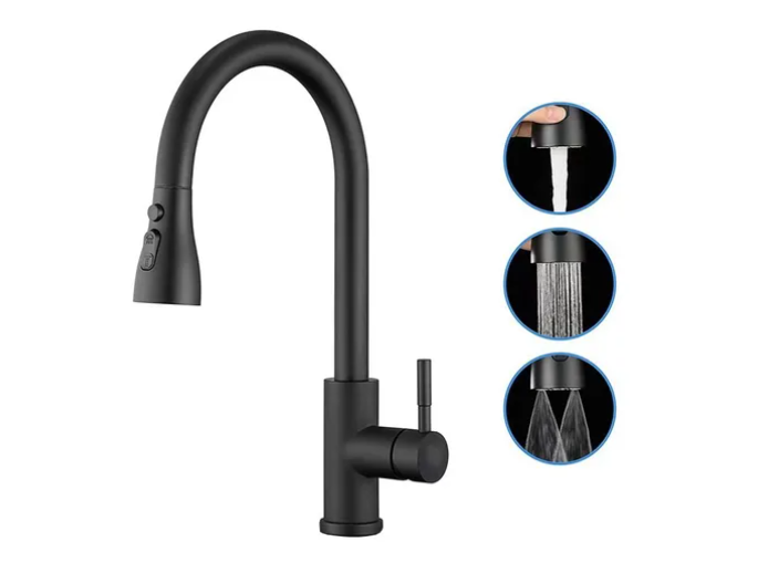 Llave Monomando Lavaplatos Extensible 3 Modos Cocina Niquel