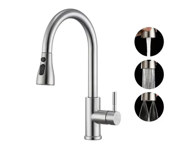 Llave Monomando Lavaplatos Extensible 3 Modos Cocina Niquel