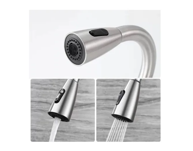 Llave Monomando Lavaplatos Extensible 2 Modos Cocina Niquel