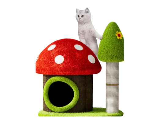 Casa Rascador Para Gato Diseño Hongo Con Poste Árbol